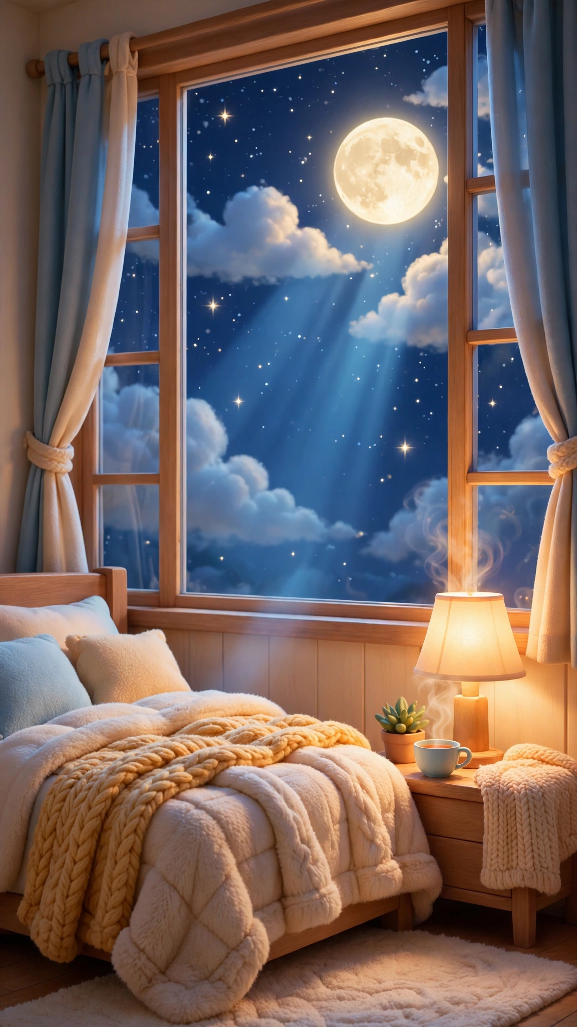 Cozy Bedroom Window Moonlight Lamp