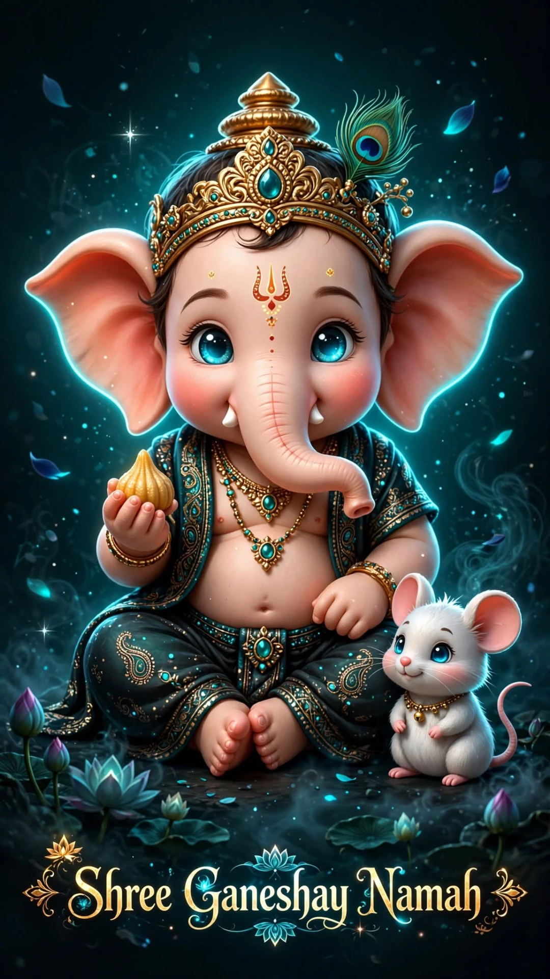 Cute Bal Ganesha with Mushak
