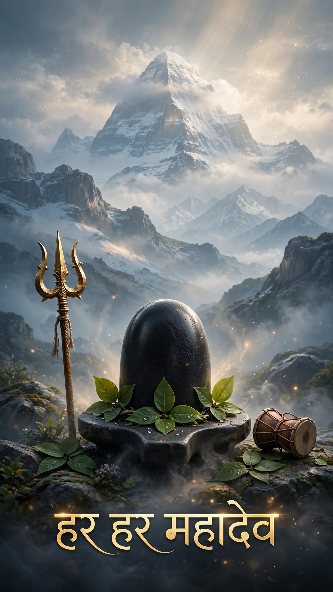 Shivling in front of Kailash Parvat