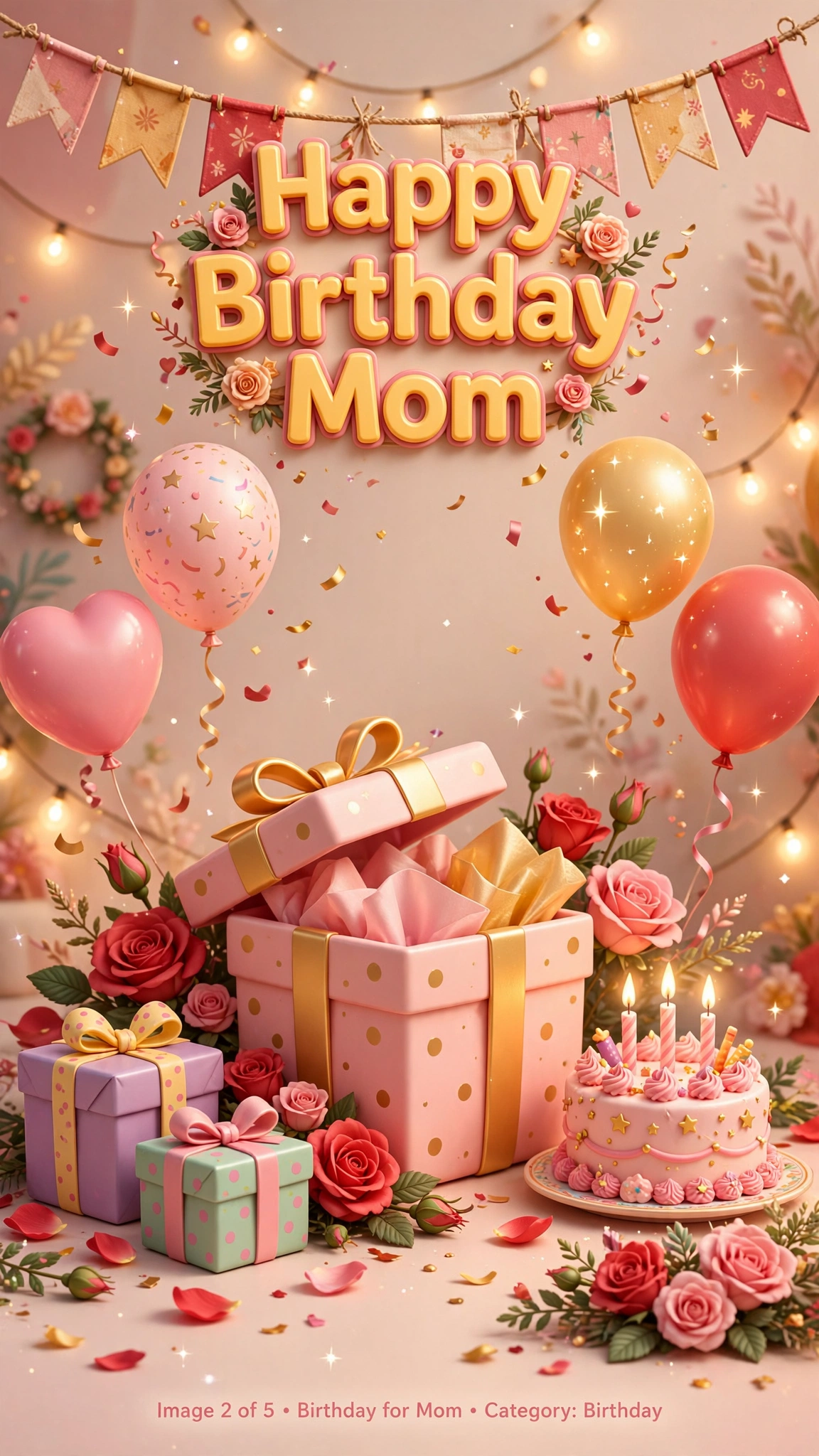 HappyBirthdayMom-gift box with roses