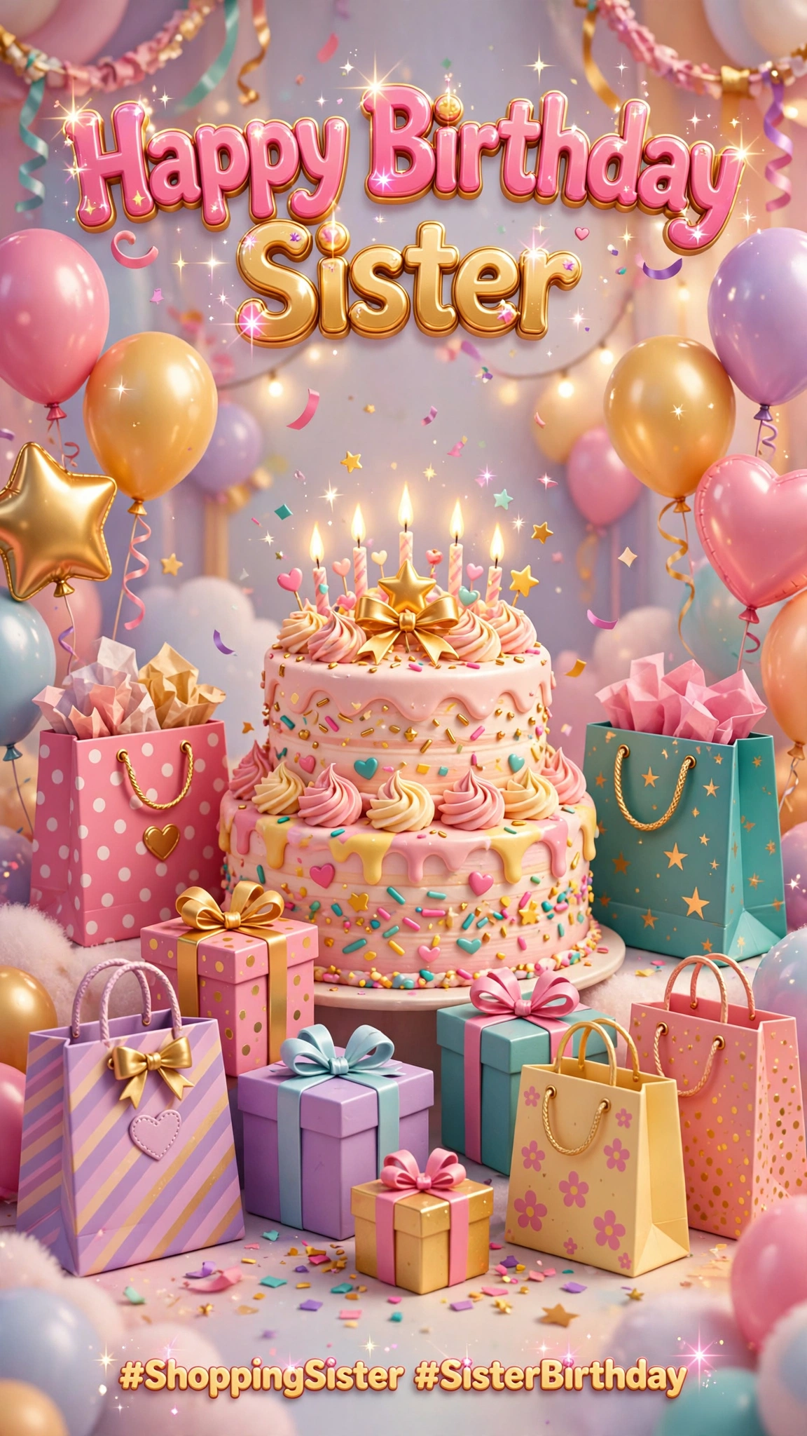 HappyBirthdaySister-shopping bags
