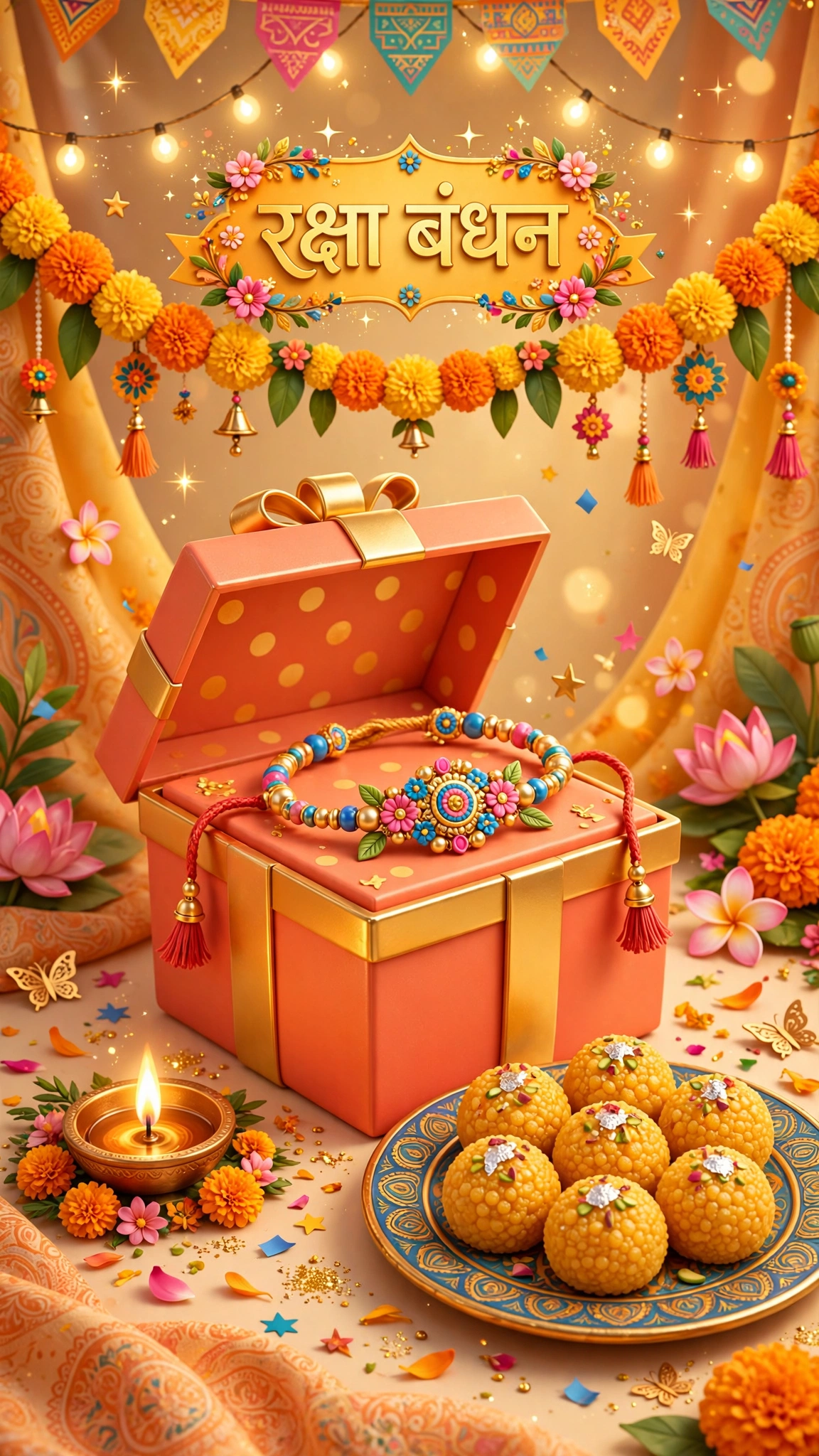 Gift box with rakhi & laddoo
