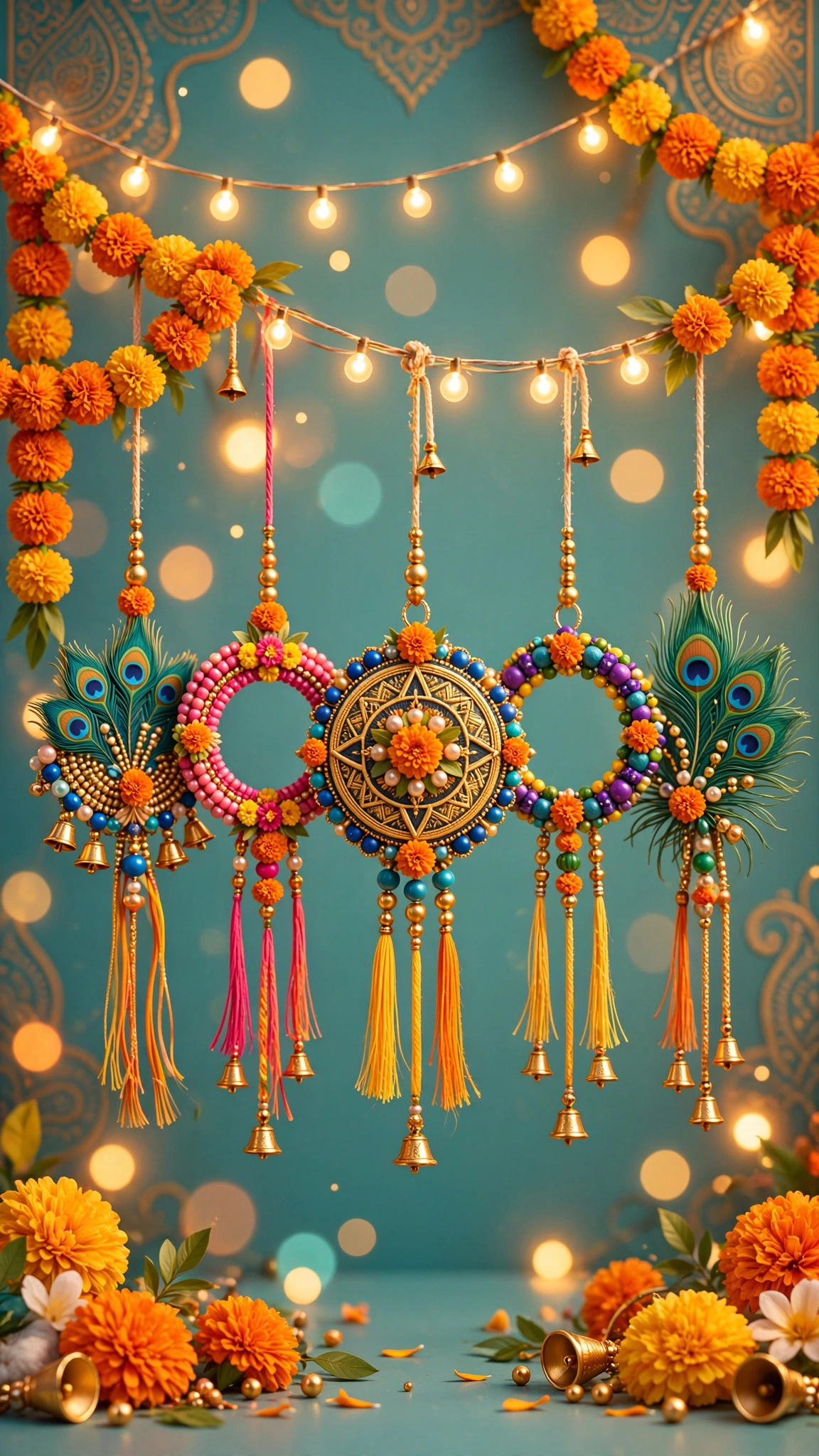 Hanging rakhis with lights