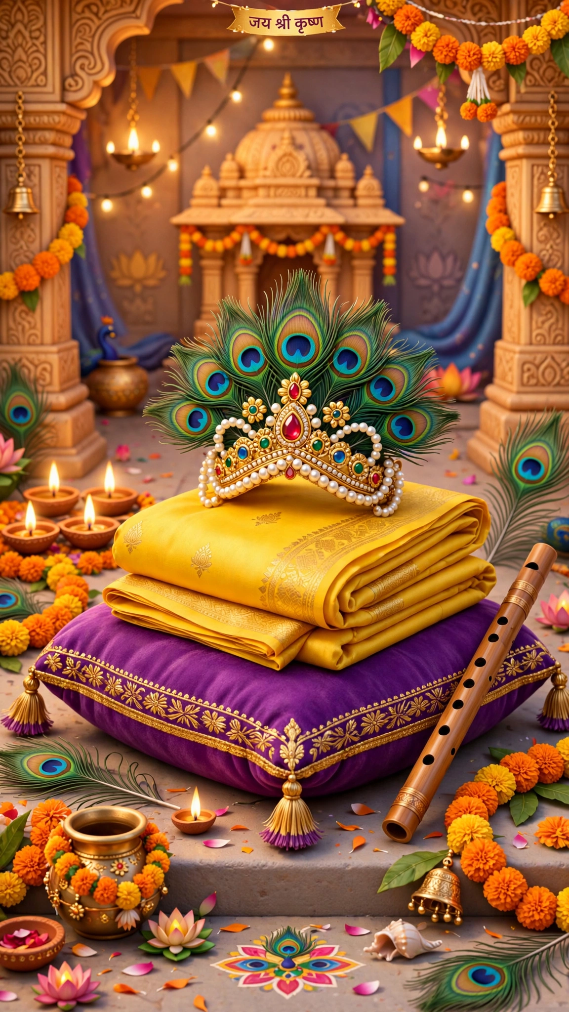 Mukut & pitambar on cushion